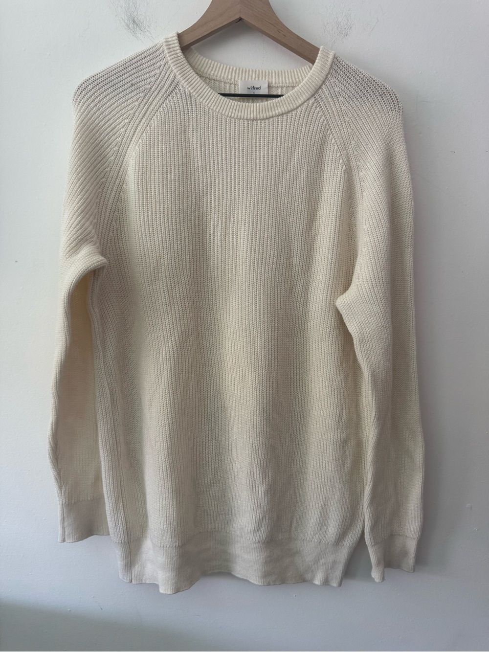Wilfred x Aritzia Cream Oversized Slouchy Crewneck Knit Sweater Small